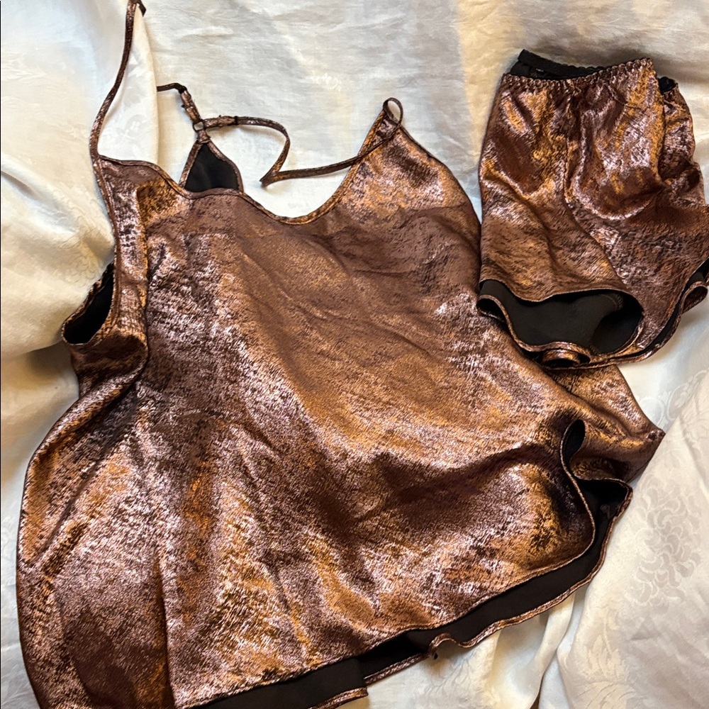 Linea Donatella Shimmery Brown Velvet Cami & Shorts Set